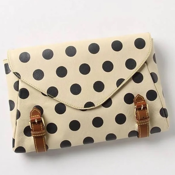 Anthropologie Handbags - Anthropologie HOLDING HORSES polka dot leather envelope clutch.